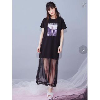 イートミー(EATME)の2WAYチュールドッキングTシャツワンピース ブラック(ロングワンピース/マキシワンピース)