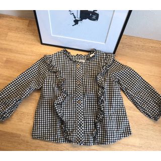 ザラキッズ(ZARA KIDS)のギンガムチェック フリルトップス(ブラウス)