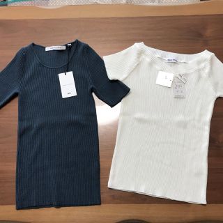 ユニクロ(UNIQLO)の半袖ニット2枚セット 新品 S(Tシャツ(半袖/袖なし))