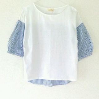 ダブルクローゼット(w closet)のストライプ切替カットソー(カットソー(半袖/袖なし))