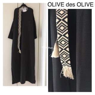 オリーブデオリーブ(OLIVEdesOLIVE)の今季19春夏新作☆ベルト付きTシャツワンピース スミクロ(ロングワンピース/マキシワンピース)