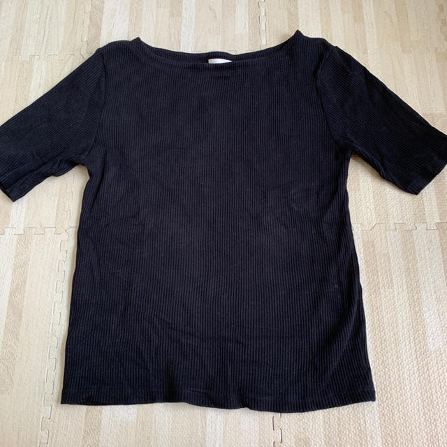 GU(ジーユー)のGU Ｔシャツ 五分袖 リブTシャツ レディースのトップス(Tシャツ(半袖/袖なし))の商品写真