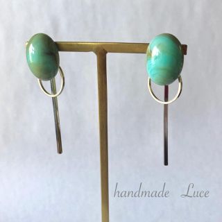 ハンドメイド.。.:✽ターコイズアクリルカボションピアス No.4(ピアス)