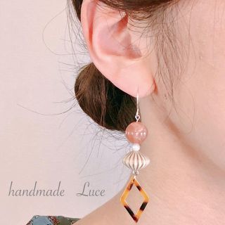 ハンドメイド.。.:✽くすみピンクの効いたカボションピアス No.16(ピアス)