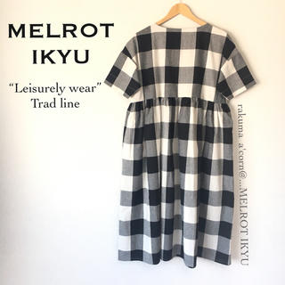 メルロー(merlot)のMELROT IKYU コットンリネンブロックチェックワンピース ＊ブラック(ひざ丈ワンピース)