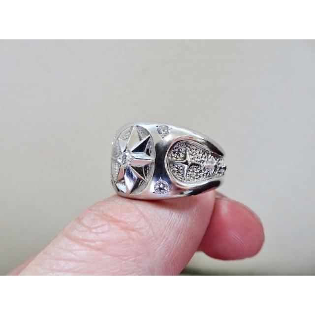 仁尾彫金『５つ星ダイヤプラチナギャラクシーカボションリング』ハンドメイド46 メンズのアクセサリー(リング(指輪))の商品写真