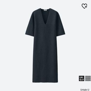 ユニクロ(UNIQLO)のVネック 半袖ワンピース(ロングワンピース/マキシワンピース)