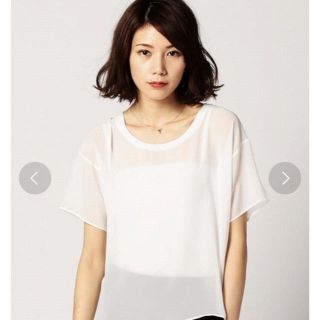 ローズバッド(ROSE BUD)のROSE BUD ローズバッド スケTシャツ シフォンTシャツ オフホワイト(Tシャツ(半袖/袖なし))