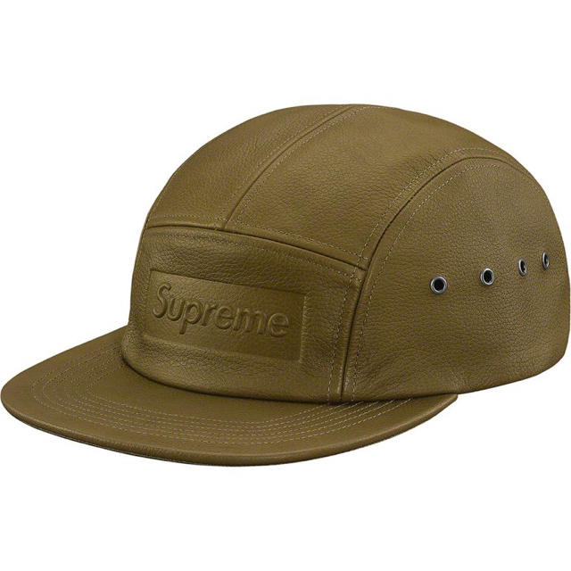 送料込み Supreme Pebbled Leather Camp Cap