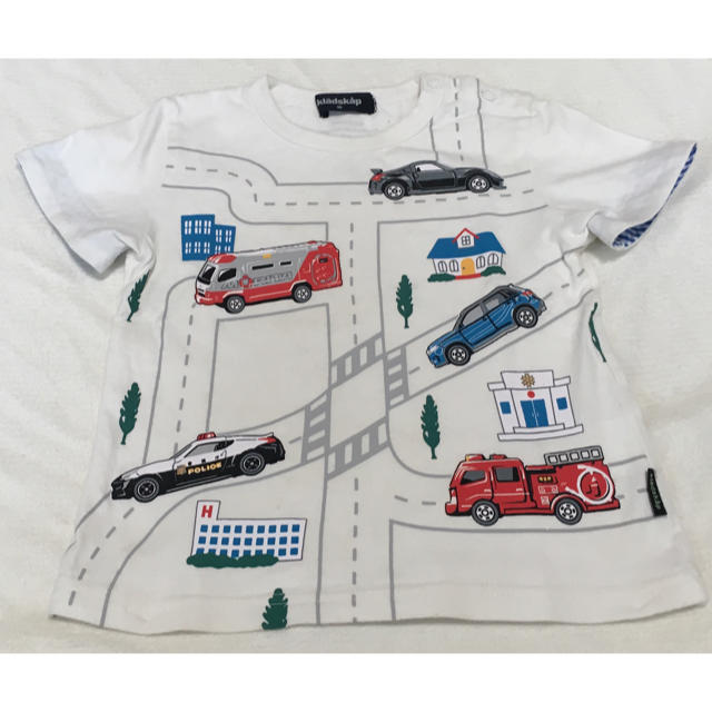 kladskap(クレードスコープ)のクレードスコープ　トミカパトカー消防車Tシャツ袖折り返し90　ナルミヤ働く車 キッズ/ベビー/マタニティのキッズ服男の子用(90cm~)(Tシャツ/カットソー)の商品写真