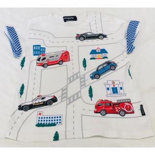 クレードスコープ(kladskap)のクレードスコープ　トミカパトカー消防車Tシャツ袖折り返し90　ナルミヤ働く車(Tシャツ/カットソー)