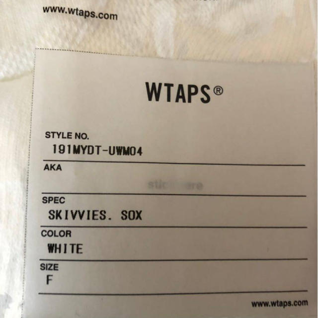 WTAPS メンズ ソックス 新品 白