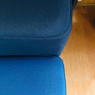 美品 無印良品 ソファベンチ カバー、オットマン付き インクブルー