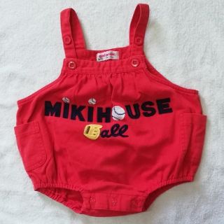 ミキハウス(mikihouse)のMIKI HOUSE　赤色だるまオール　野球柄(ロンパース)