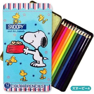 スヌーピー(SNOOPY)の【新品】スヌーピー（ブルー）１２色 色鉛筆缶入りセット(色鉛筆)