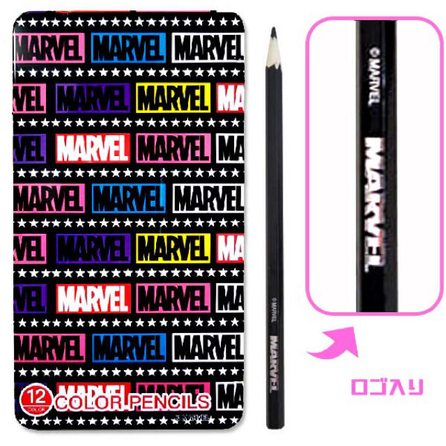 MARVEL(マーベル)の【新品】12色“MARVEL”色鉛筆缶入りセット エンタメ/ホビーのアート用品(色鉛筆)の商品写真