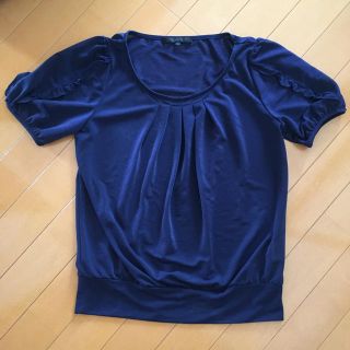 アナイ(ANAYI)のANAYI アナイ フリル ブラウス シャツ size38/紺(カットソー(半袖/袖なし))