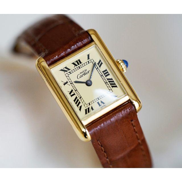 美品 カルティエ マスト タンク アイボリー 手巻き SM Cartier39CARTIER