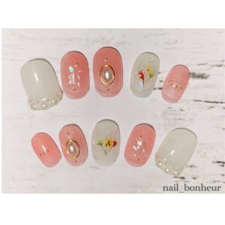 値下げ☆ネイルチップ,押し花ネイル(ネイルチップ)