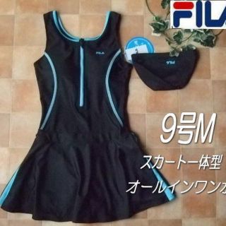 フィラ(FILA)の◆FILAフィラ・オールインワン・フィットネスワンピース水着・9号M・黒ブルー(水着)