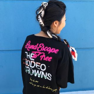 ロデオクラウンズワイドボウル(RODEO CROWNS WIDE BOWL)のレディースのブラック★0528ビッグTシャツ(Tシャツ(半袖/袖なし))