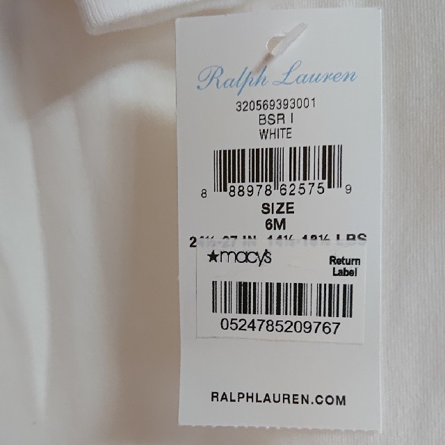 Ralph Lauren(ラルフローレン)のラルフローレン 長袖ロンパース 新品未使用 キッズ/ベビー/マタニティのベビー服(~85cm)(ロンパース)の商品写真