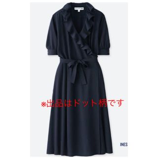 ユニクロ(UNIQLO)のUNIQLO☆イネスコラボカシュクールワンピ ドット柄(ひざ丈ワンピース)