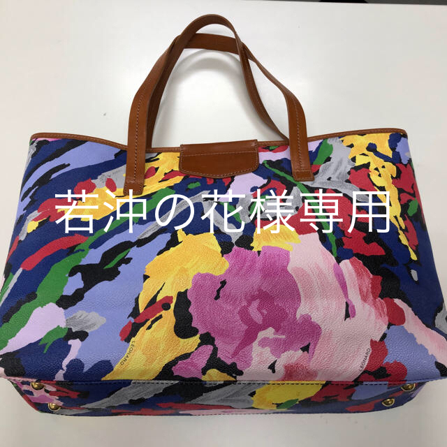 ☆レオナール美品!イタリー製・希少*大きくて華やかな花柄トート