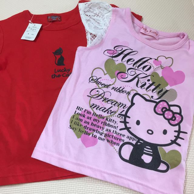 ハローキティ(ハローキティ)の110cm キティーちゃん 赤 Tシャツ ２枚  キッズ/ベビー/マタニティのキッズ服女の子用(90cm~)(Tシャツ/カットソー)の商品写真