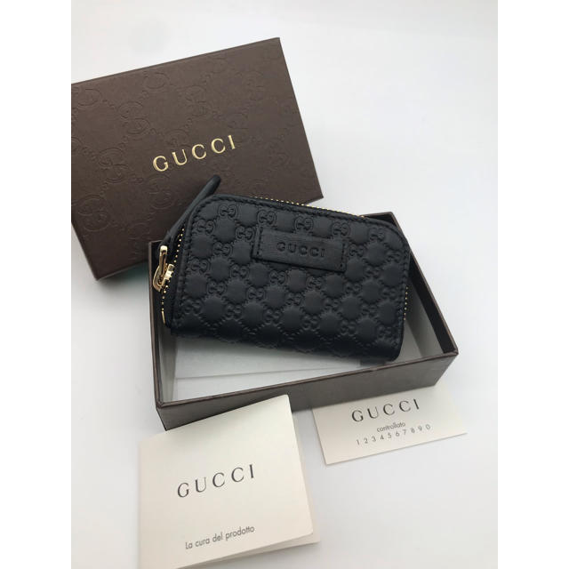 Gucci(グッチ)のGUCCI グッチ マイクロgg レザー コインケース ブラック 正規品 格安 メンズのファッション小物(コインケース/小銭入れ)の商品写真