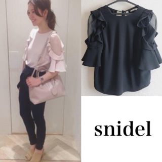 スナイデル(SNIDEL)のフリルブラウス ♡ snidel ♡ ブラック(シャツ/ブラウス(半袖/袖なし))