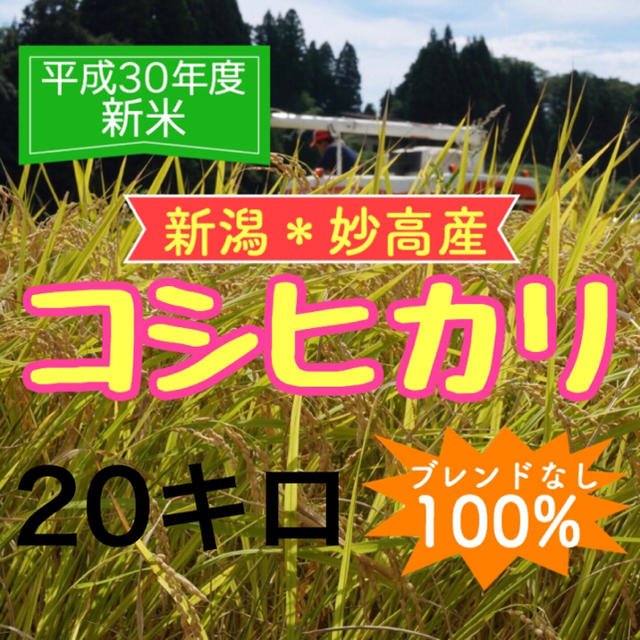 sirasu様専用【農家直送】30年度 新米 新潟・妙高産コシヒカリ 20キロ 食品/飲料/酒の食品(米/穀物)の商品写真