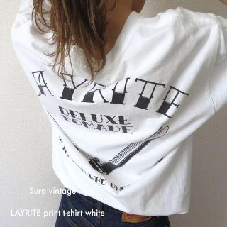 サンタモニカ(Santa Monica)のLAYRITE プリント tシャツ 白 古着 レディース vintage(Tシャツ(半袖/袖なし))