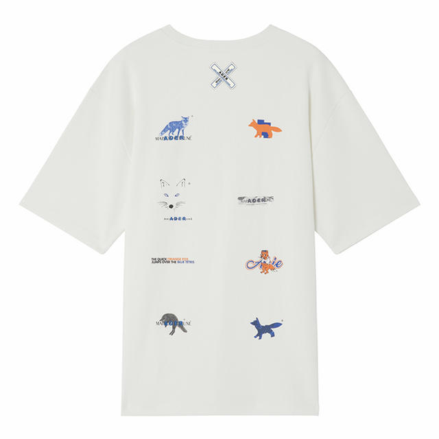 MAISON KITSUNE'(メゾンキツネ)のADER ERROR x Maison Kitsune Tシャツ Sサイズ 白 メンズのトップス(Tシャツ/カットソー(半袖/袖なし))の商品写真