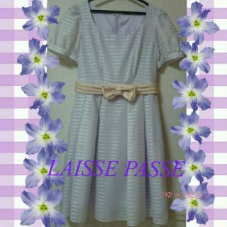 レッセパッセ(LAISSE PASSE)の美品♡レッセ♡シアーボーダーワンピース(ひざ丈ワンピース)