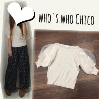 フーズフーチコ(who's who Chico)のwho's who Chico♡シースルーパフスリーブニット(ニット/セーター)