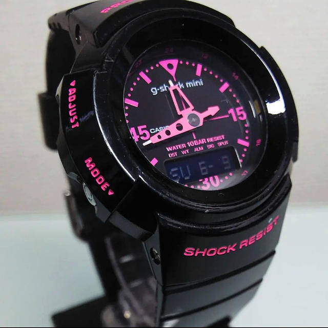 G-SHOCK(ジーショック)のCASIO G-SHOCK ミニ 腕時計 ブラック × ピンク メンズの時計(腕時計(デジタル))の商品写真