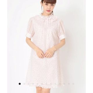 アンクルージュ(Ank Rouge)のAnk Rouge☆新品☆レオパ柄シフォンフリルワンピ☆アイボリー☆(ミニワンピース)