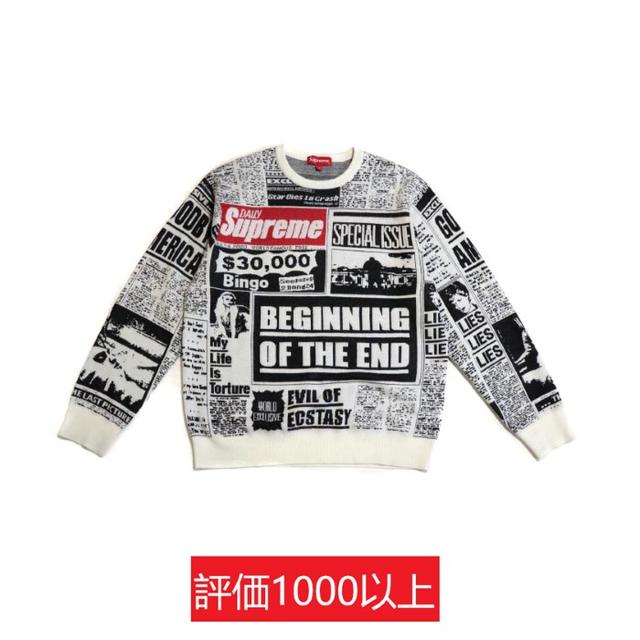 Supreme Newsprint Sweater 白M