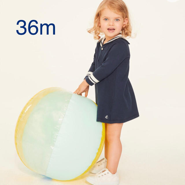 PETIT BATEAU(プチバトー)の新品 プチバトー ワンピース 長袖 36m キッズ/ベビー/マタニティのキッズ服女の子用(90cm~)(ワンピース)の商品写真