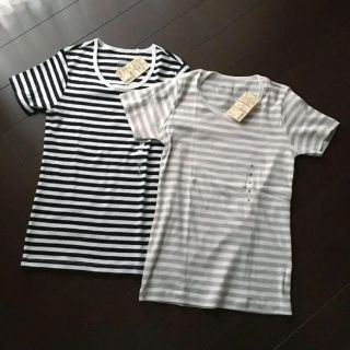 ムジルシリョウヒン(MUJI (無印良品))のボーダーTシャツ2枚セットS(Tシャツ(半袖/袖なし))