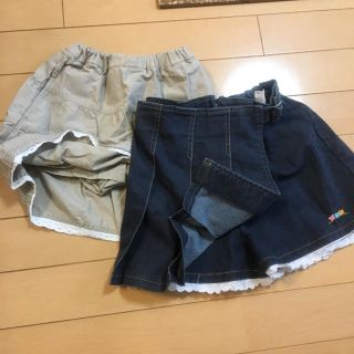 ユニクロ(UNIQLO)のキュロットパンツ付きスカート 2点 ユニクロ他 レースつき サイズ110(スカート)