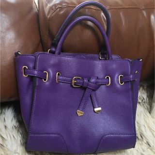 ペルルペッシュ(Perle Peche)のぺルルペッシュ ショルダー バッグ 2way  レザー パープル 本革 紫(ショルダーバッグ)