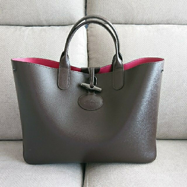 LONGCHAMP(ロンシャン)のロゾ リバーシブル 1681 ブラウン×ピンク レディースのバッグ(トートバッグ)の商品写真