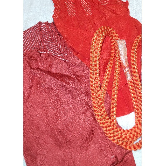 正絹 帯留め 帯締め オレンジ系 レディースの水着/浴衣(和装小物)の商品写真