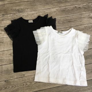 袖 チュール Tシャツ  80  2枚セット(Ｔシャツ)