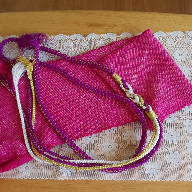 正絹 帯留め 帯締め 紫 レディースの水着/浴衣(和装小物)の商品写真