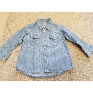 プチバトー(PETIT BATEAU)の美品　プチバトー　デニム シャツ　ダンガリー　2ans 86㎝(シャツ/カットソー)