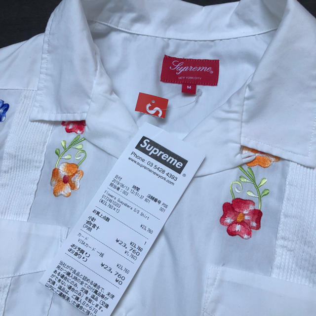 M 白 supreme flowers guayabera shirt 19s