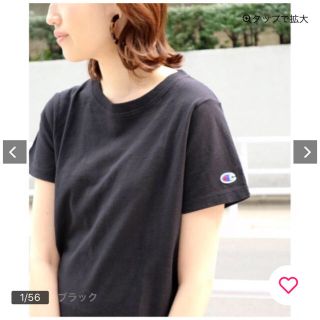 スローブイエナ(SLOBE IENA)のChampion×SLOBE別注 HVW クルーネックTシャツ黒(Tシャツ(半袖/袖なし))